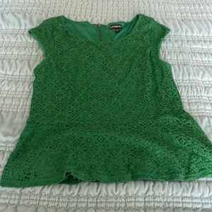 Express Green Peplum cap sleeve top